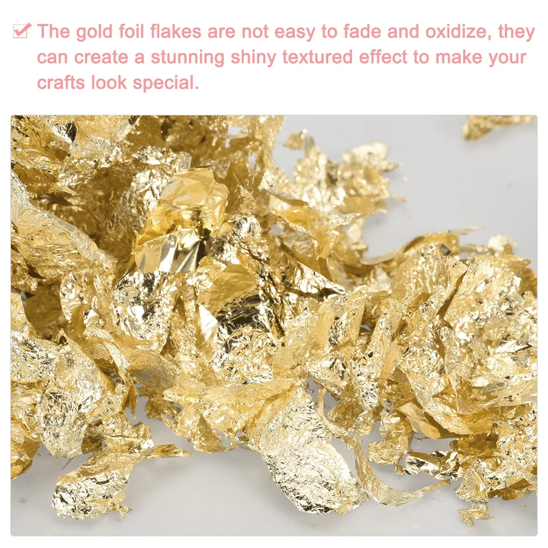 Gold Foil Flakes for Resin, 10g Metallic Foil Flakes for Nail Art, Gold