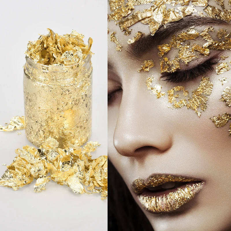 Gold Foil Flakes for Resin, 10g Metallic Foil Flakes for Nail Art, Gold