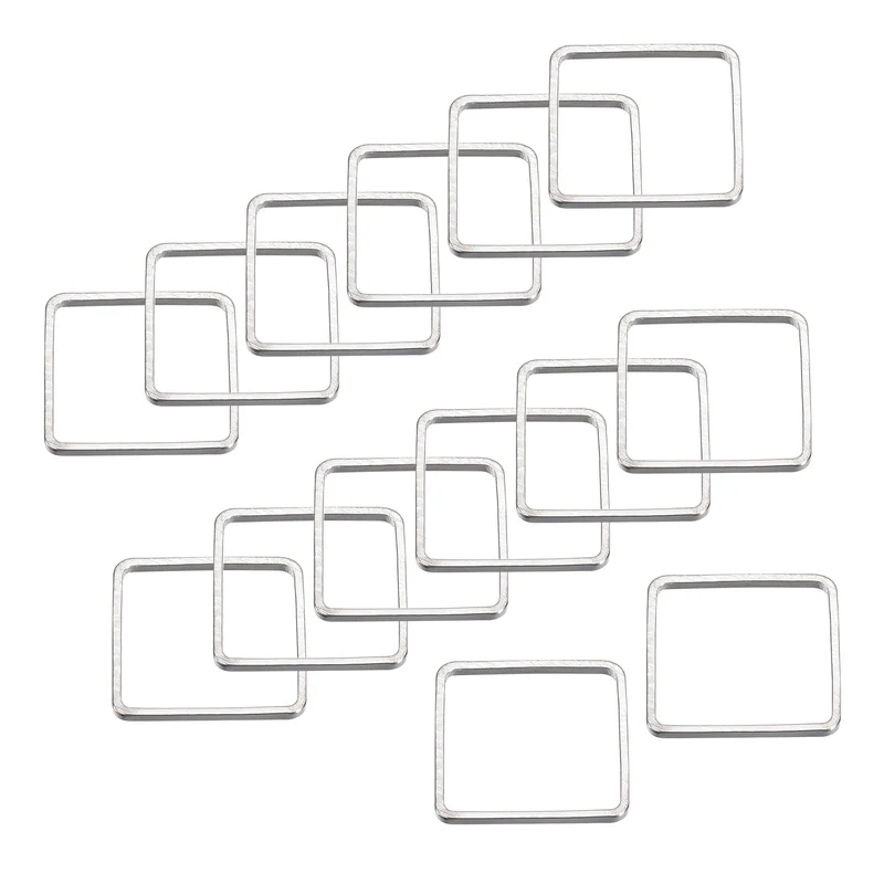 Square Beading Hoop Link, Geometric Hollow Open Bezel Linking Ring 0.8"x0.8" Silver Tone for Jewelry Making, Pack of 50
