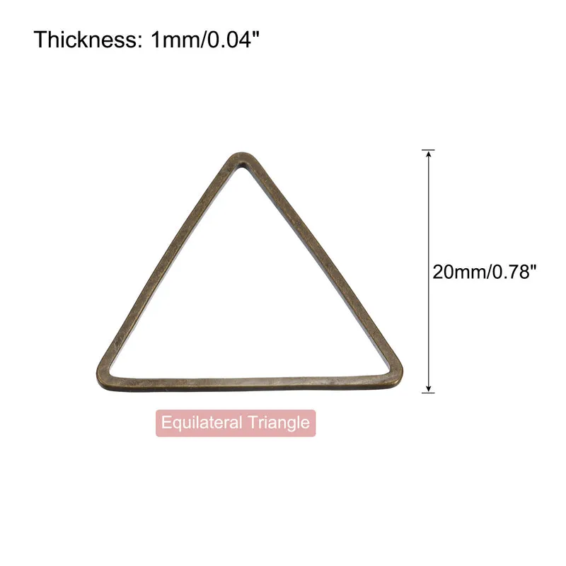 Triangle Earring Beading Hoop Hollow Frame Charm 20mm/ 0.78" Bronze, 20pcs