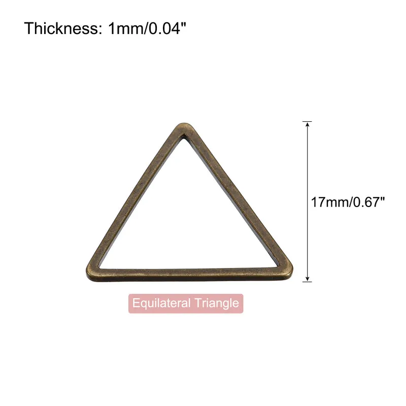 Triangle Earring Beading Hoop Hollow Frame Charm 17mm/ 0.67" Bronze, 20pcs