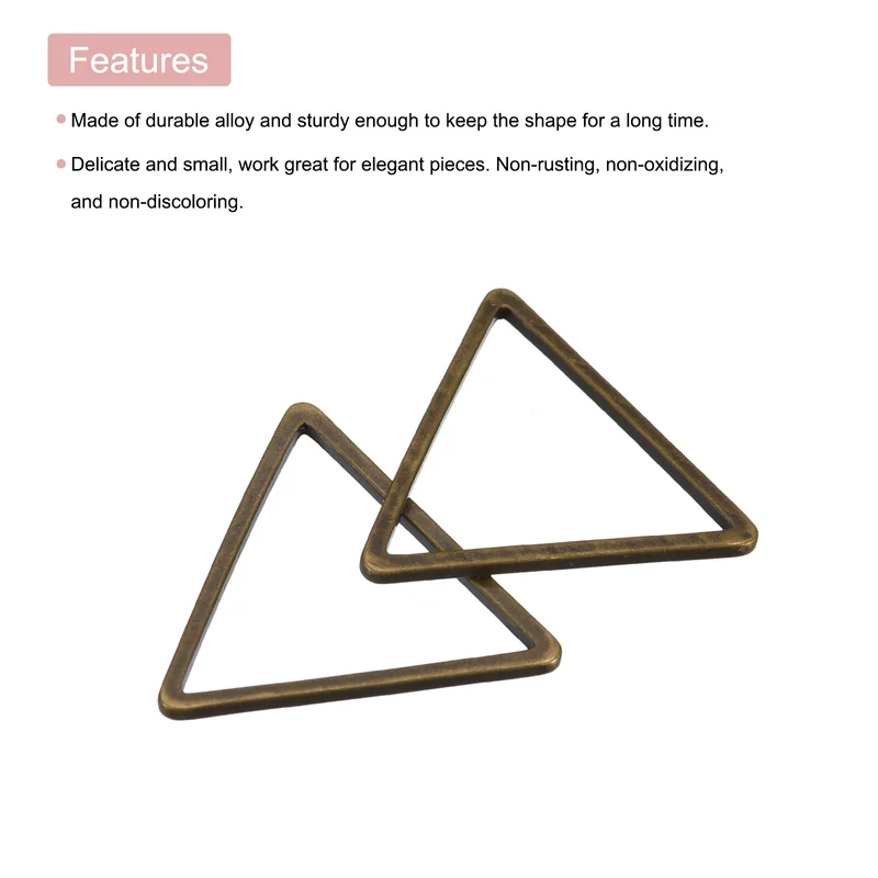Triangle Earring Beading Hoop Hollow Frame Charm 15mm/ 0.6" Bronze, 20pcs