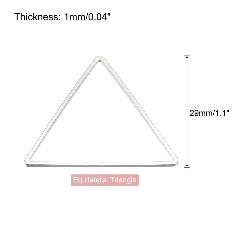Triangle Earring Beading Hoop Hollow Frame Charm 29mm/ 1.1" Silver Tone, 20pcs