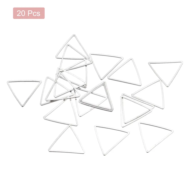 Triangle Earring Beading Hoop Hollow Frame Charm 20mm/ 0.78" Silver Tone, 20pcs