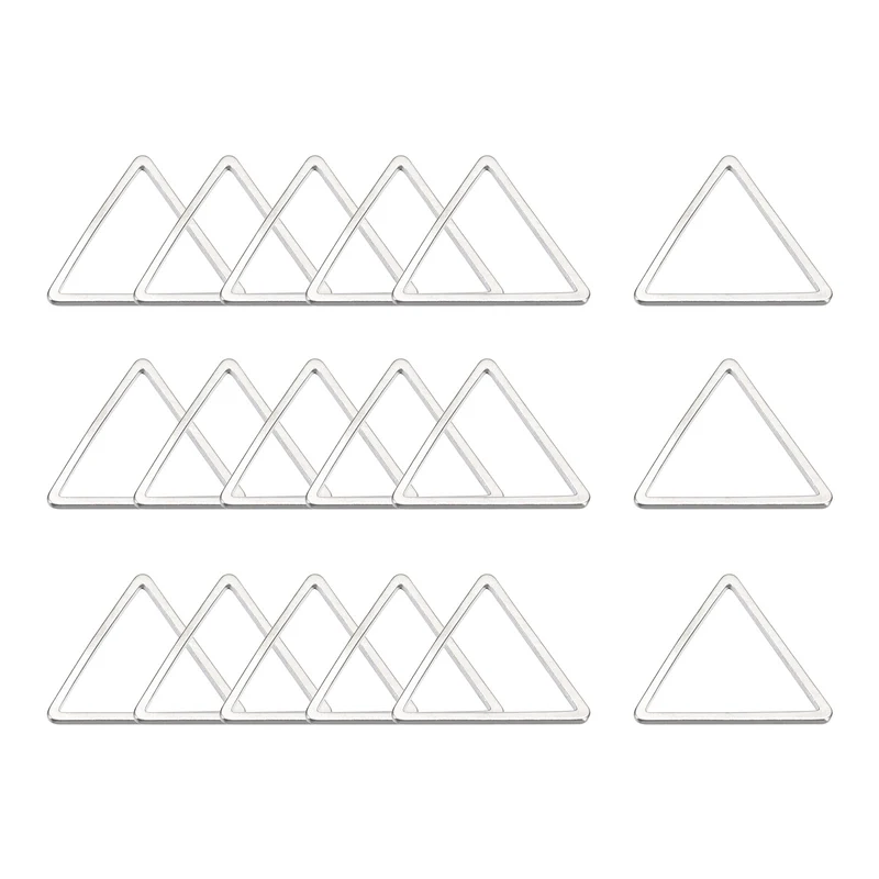 Triangle Earring Beading Hoop Hollow Frame Charm 15mm/ 0.6" Silver Tone, 20pcs