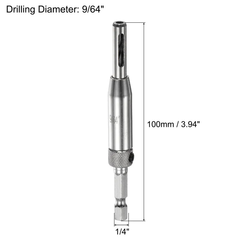 Self Centering Hinge Tapper Core Drill Bit 9/64" Dia 2pcs for Woodworking