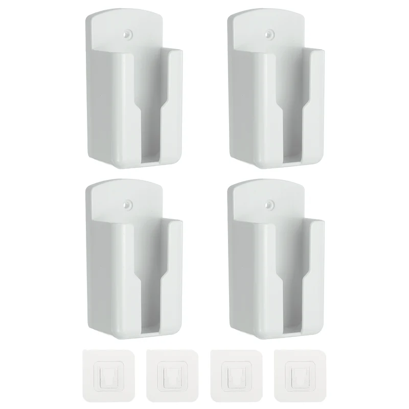 4Pcs 2.1" Remote Control Holder Wall Mount Adhesive Controller Organizer, White
