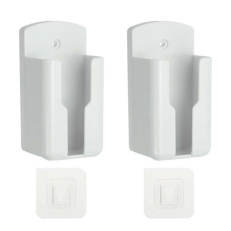 2Pcs 2.1" Remote Control Holder Wall Mount Adhesive Controller Organizer, White