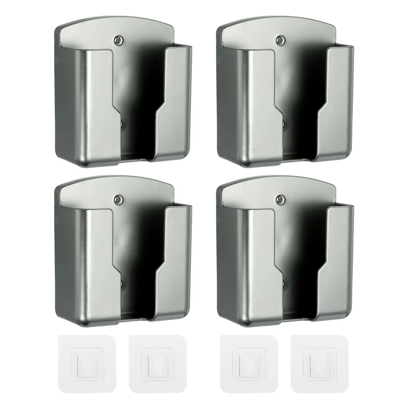 4Pcs 3.5" Remote Control Holder Wall Mount Adhesive Controller Organizer, Gray
