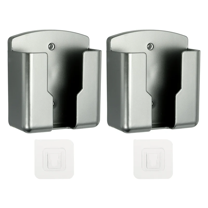2Pcs 3.5" Remote Control Holder Wall Mount Adhesive Controller Organizer, Gray