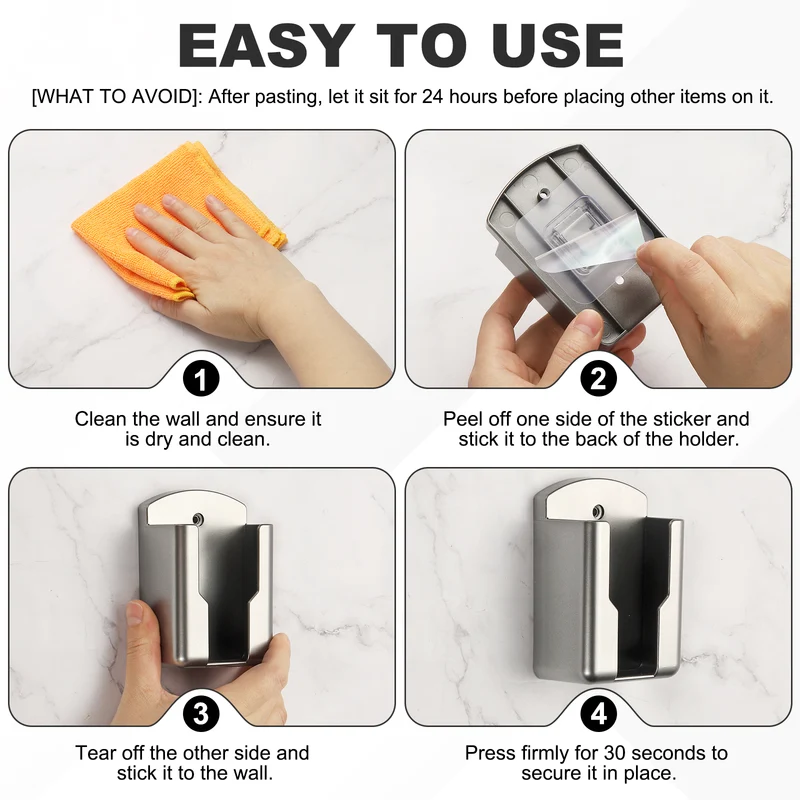 3.5" Remote Control Holder Wall Mount Adhesive Controller Organizer, Gray