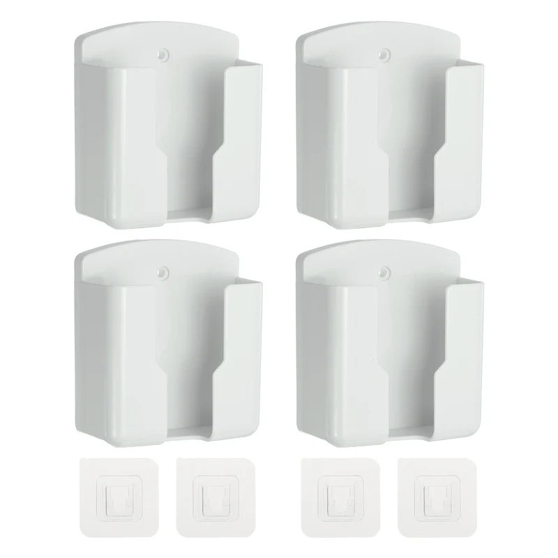 4Pcs 3.5" Remote Control Holder Wall Mount Adhesive Controller Organizer, White