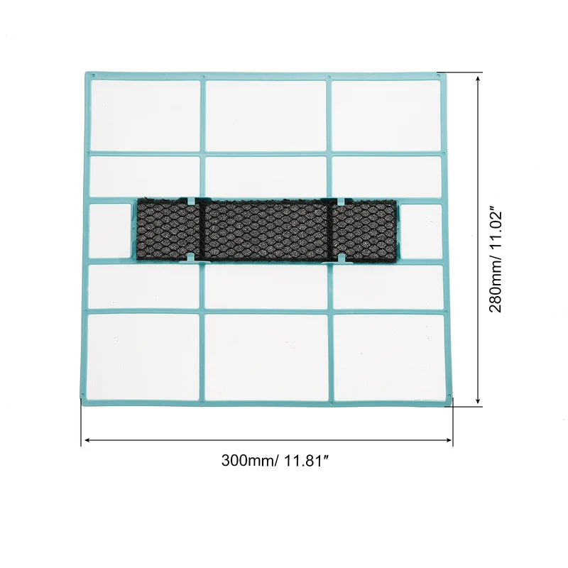 11.81" x 11.02" Air Conditioner Air Filter, Plastic Air Filtering Screen Replacement with Air Filter Foam for HVAC, Blue Black