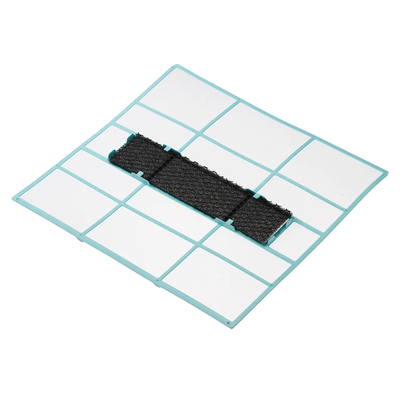 11.81" x 11.02" Air Conditioner Air Filter, Plastic Air Filtering Screen Replacement with Air Filter Foam for HVAC, Blue Black