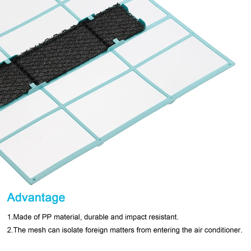 11.81" x 11.02" Air Conditioner Air Filter, Plastic Air Filtering Screen Replacement with Air Filter Foam for HVAC, Blue Black