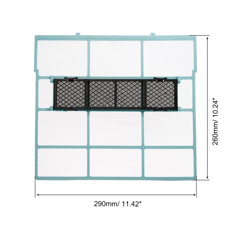 11.42" x 10.24" Air Conditioner Air Filter, Plastic Air Filtering Screen Replacement with Air Filter Foam for HVAC, Blue Black