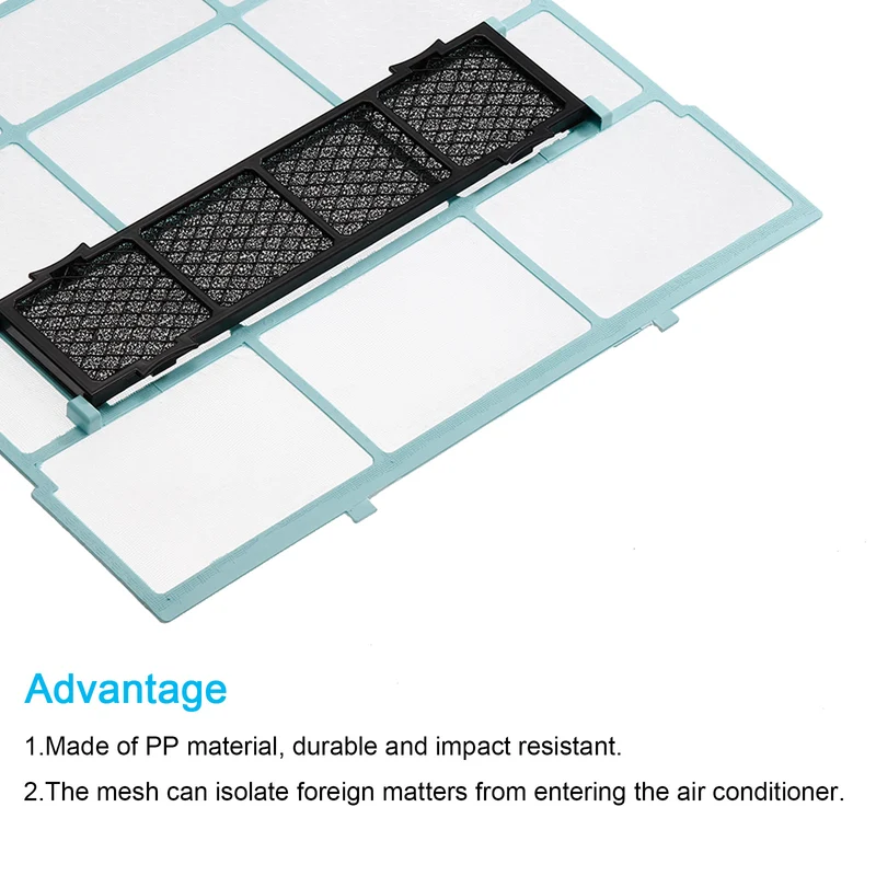 11.42" x 10.24" Air Conditioner Air Filter, Plastic Air Filtering Screen Replacement with Air Filter Foam for HVAC, Blue Black