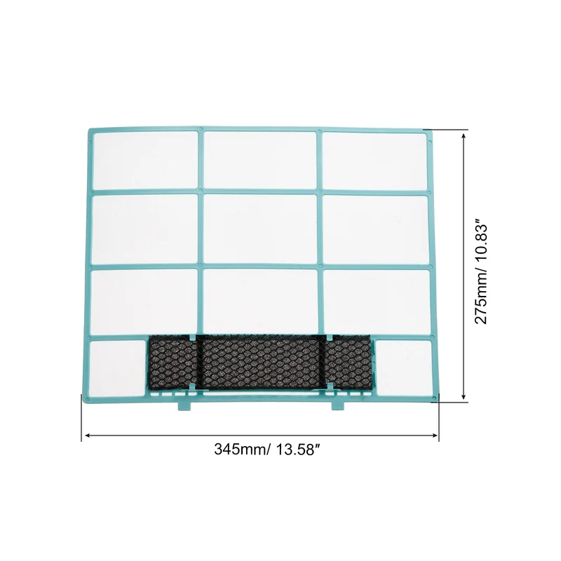 13.58" x 10.83" Air Conditioner Air Filter, Plastic Air Filtering Screen Replacement with Air Filter Foam for HVAC, Blue Black