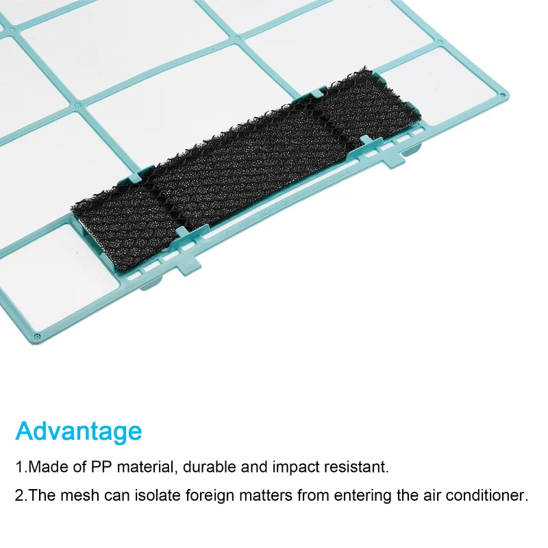 13.58" x 10.83" Air Conditioner Air Filter, Plastic Air Filtering Screen Replacement with Air Filter Foam for HVAC, Blue Black