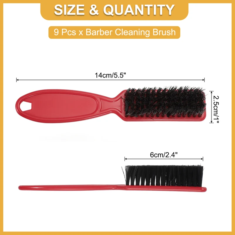 9pcs Barber Clipper Brushes, 5.5 Inch Nylon Bristles Cleaning Brush Red