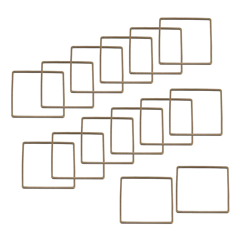 Square Beading Hoop Link Geometric Linking Ring 1"x1" Bronze 20pcs