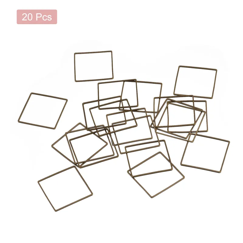 Square Beading Hoop Link Geometric Linking Ring 1"x1" Bronze 20pcs