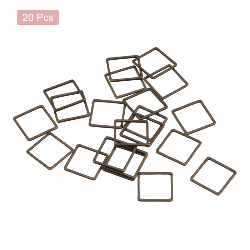 Square Beading Hoop Link Geometric Linking Ring 0.8"x0.8" Bronze 20pcs