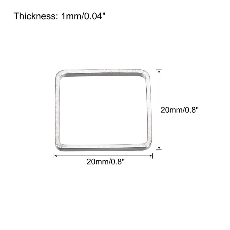 Square Beading Hoop Link Geometric Linking Ring 0.8"x0.8" Silver Tone 20pcs