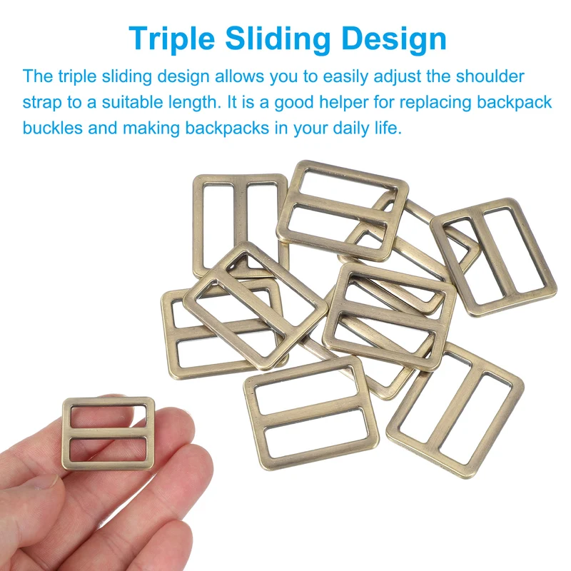 15 Pcs Metal Tri-glide Slide Buckle, 25mm Slider Strap Fastener, Bronze