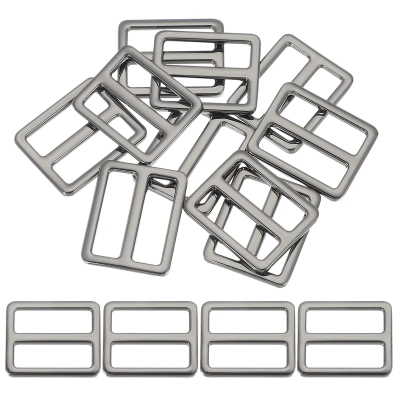15 Pcs Metal Tri-glide Slide Buckle, 25mm Slider Strap Fastener, Bright Black