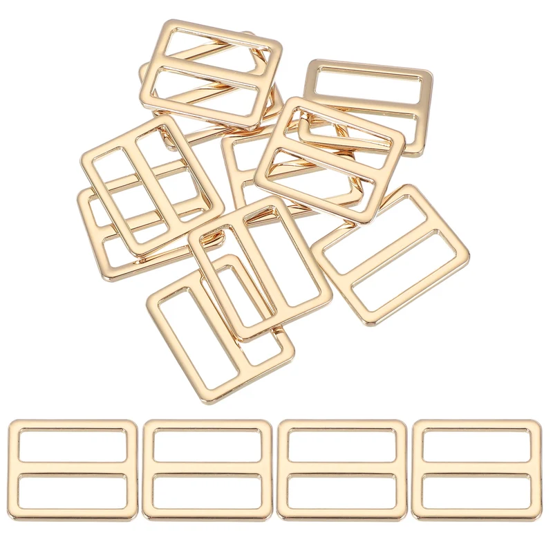 15 Pcs Metal Tri-glide Slide Buckle, 25mm Slider Strap Fastener, Gold