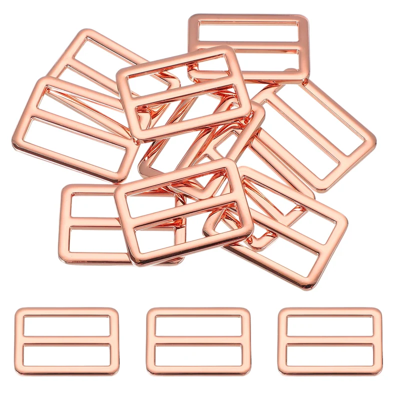 10 Pcs Metal Tri-glide Slide Buckle, 32mm Slider Strap Fastener, Rose Gold