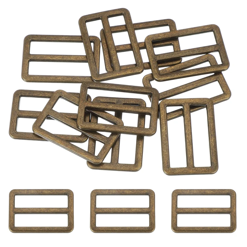 10 Pcs Metal Tri-glide Slide Buckle, 32mm Slider Strap Fastener, Copper