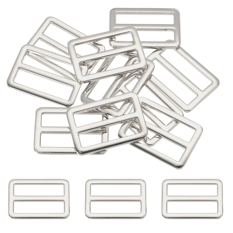 10 Pcs Metal Tri-glide Slide Buckle, 32mm Slider Strap Fastener, Silver