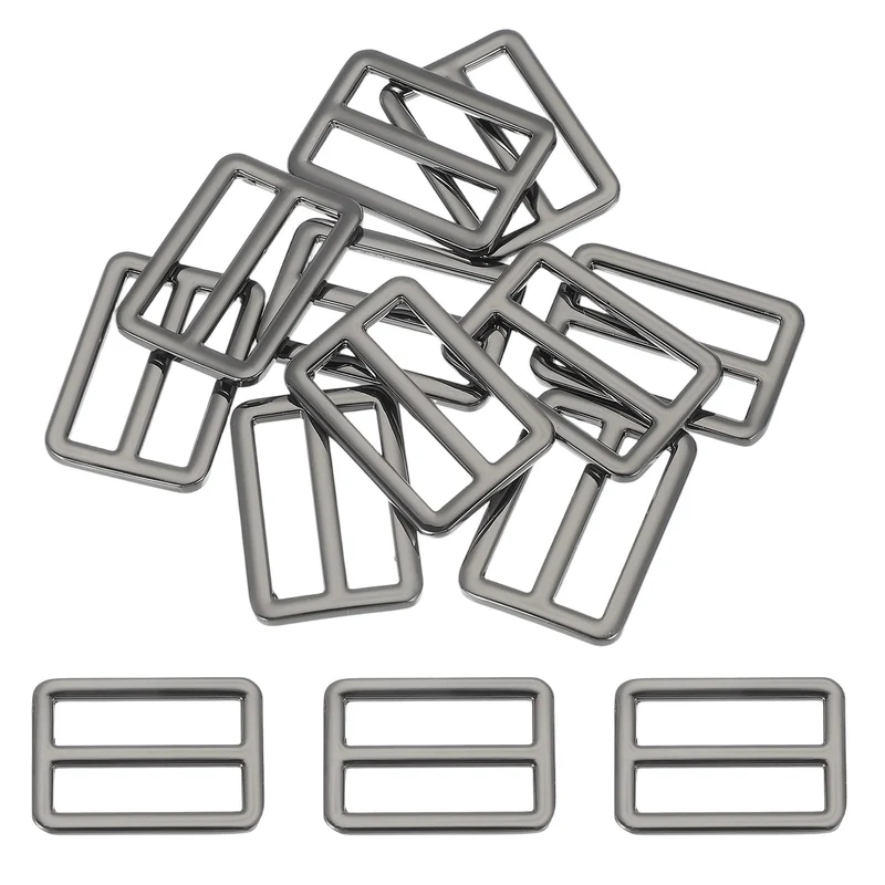 10 Pcs Metal Tri-glide Slide Buckle, 32mm Slider Strap Fastener, Bright Black