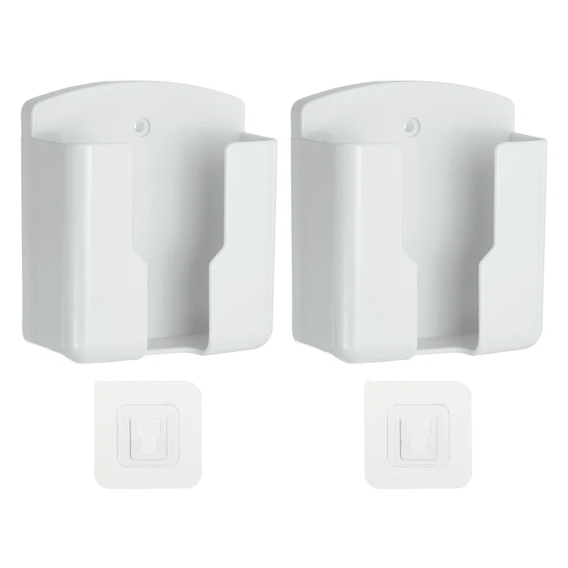 2Pcs 3.5" Remote Control Holder Wall Mount Adhesive Controller Organizer, White