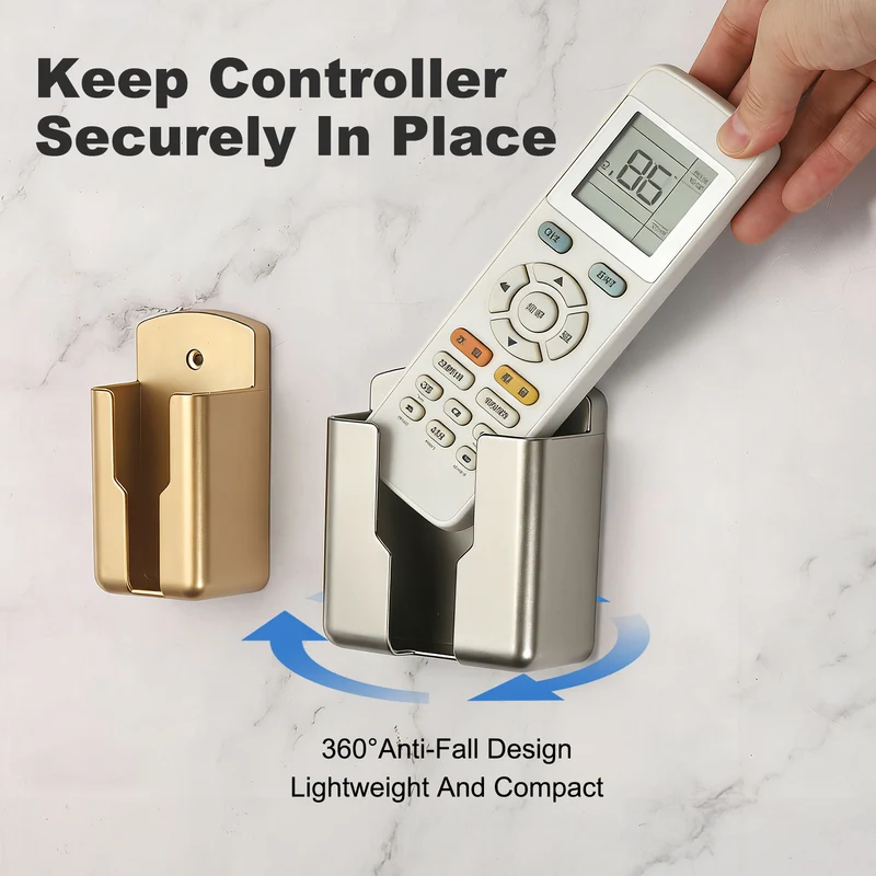 2Pcs 3.5" Remote Control Holder Wall Mount Adhesive Controller Organizer, White