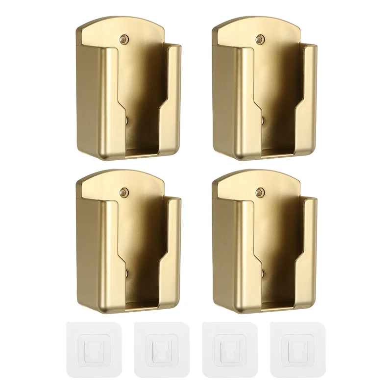 4Pcs 2.7" Remote Control Holder Wall Mount Adhesive Controller Organizer, Gold