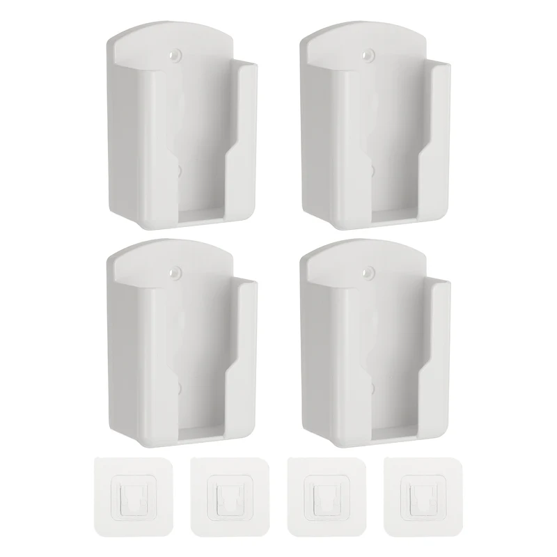 4Pcs 2.7" Remote Control Holder Wall Mount Adhesive Controller Organizer, White
