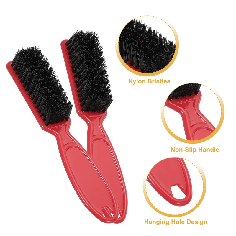 2pcs Barber Clipper Brushes, 5.5 Inch Nylon Bristles Cleaning Brush Red