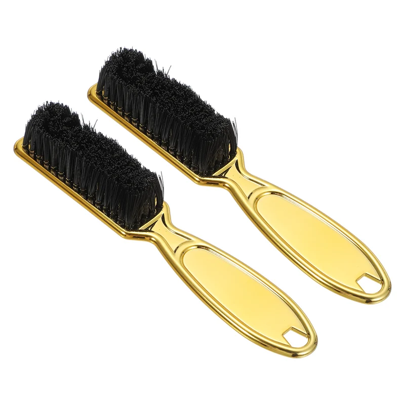 2pcs Barber Clipper Brushes, 5.5 Inch Nylon Bristles Cleaning Brush Gold