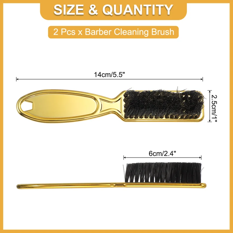 2pcs Barber Clipper Brushes, 5.5 Inch Nylon Bristles Cleaning Brush Gold