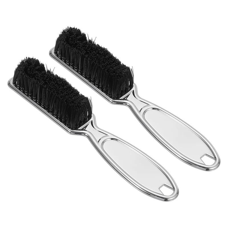 2pcs Barber Clipper Brushes, 5.5 Inch Nylon Bristles Cleaning Brush Silver