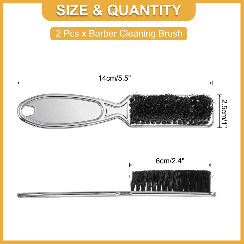 2pcs Barber Clipper Brushes, 5.5 Inch Nylon Bristles Cleaning Brush Silver