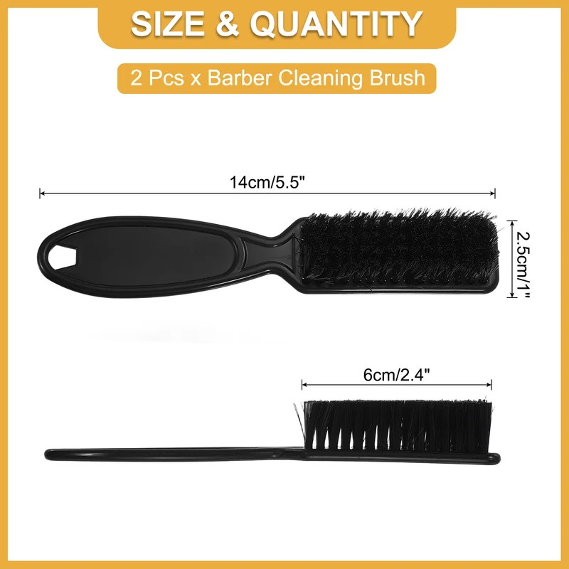 2pcs Barber Clipper Brushes 5.5 Inch Nylon Bristles Cleaning Brush Black