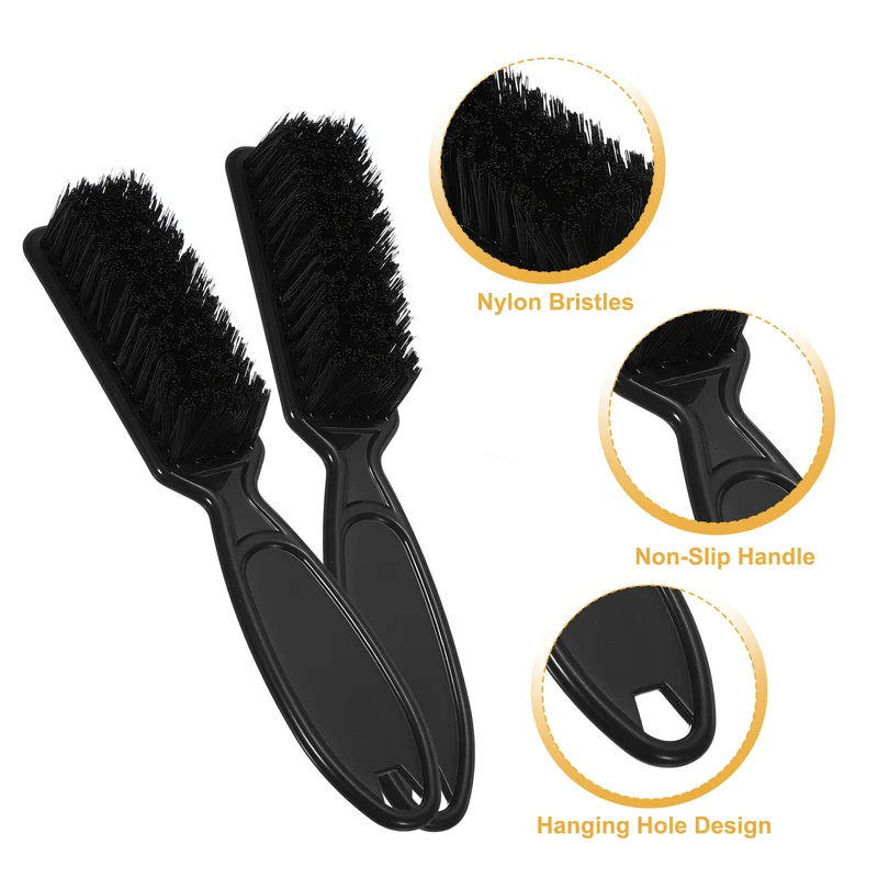 2pcs Barber Clipper Brushes 5.5 Inch Nylon Bristles Cleaning Brush Black