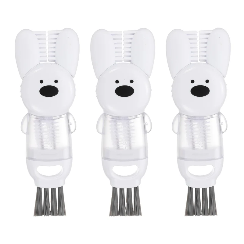 3pcs Cup Lid Cleaning Brush, Rabbit Water Bottle Cleaner Brush White