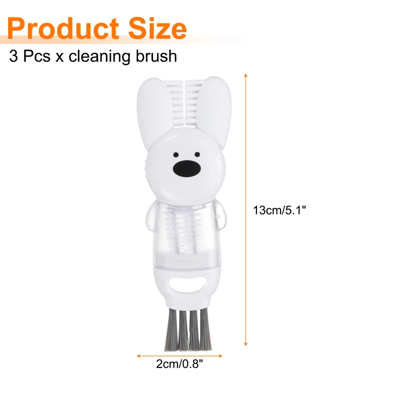3pcs Cup Lid Cleaning Brush, Rabbit Water Bottle Cleaner Brush White