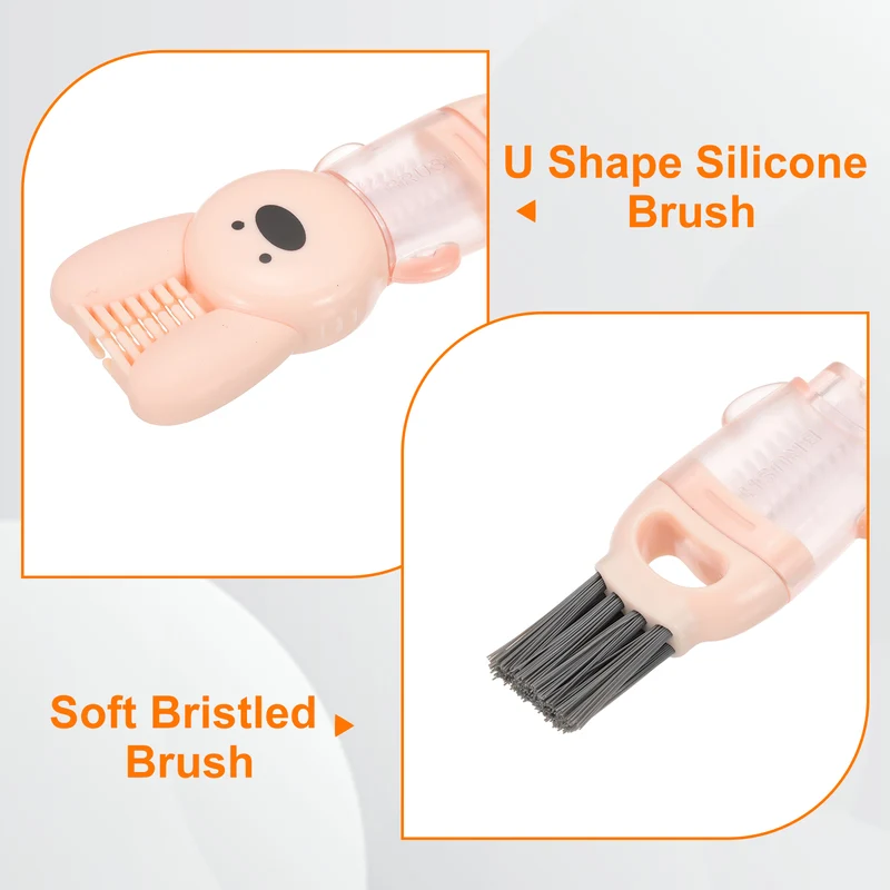 3pcs Cup Lid Cleaning Brush, Rabbit Water Bottle Cleaner Brush Pink