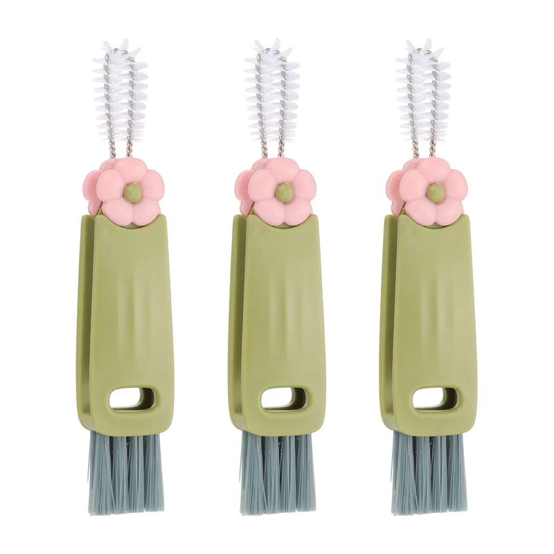 3pcs Cup Lid Cleaning Brush, Flower Water Bottle Cleaner Brush Green